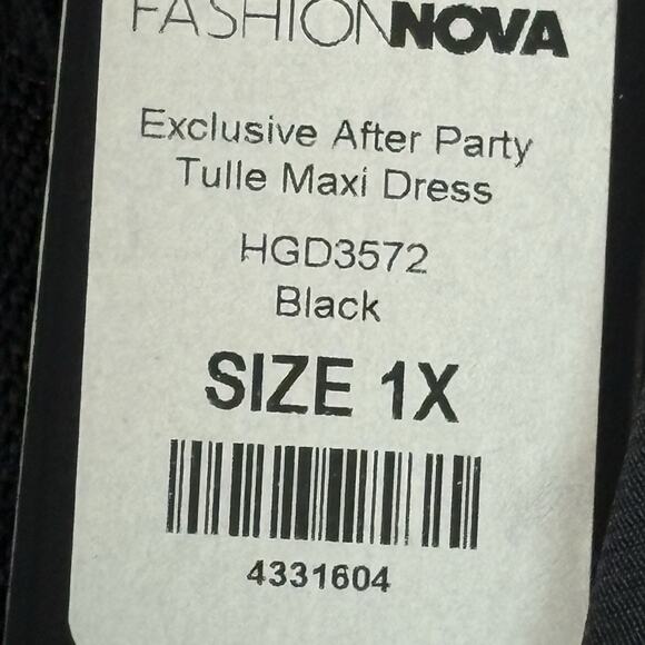 NWT Fashion Nova Exclusive After Party Tulle Maxi Dress Black Whimsigoth Size 1X - Picture 7 of 7